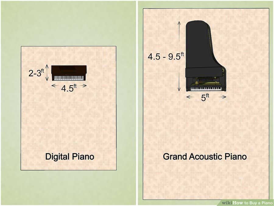 ابعاد پیانو کلاسیک و دیجیتال 