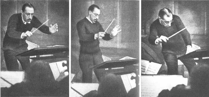 ایگور استراوینسکی در جوانی در حال رهبری ارکستر 