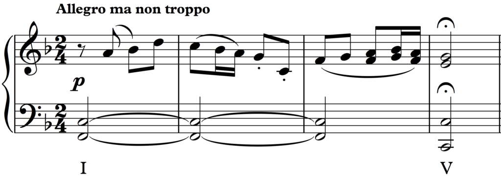 بخش سمفونی ششم بتهوون که فقط از آکورد I و V استفاده کرده است