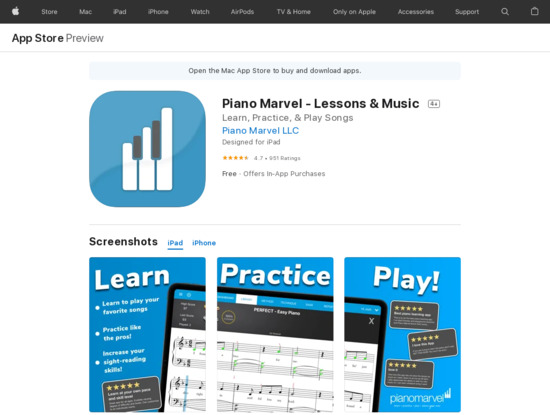 Screenshot of apps.apple.com,Piano marvel