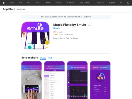 Screenshot of apps.apple.com,Magic piano