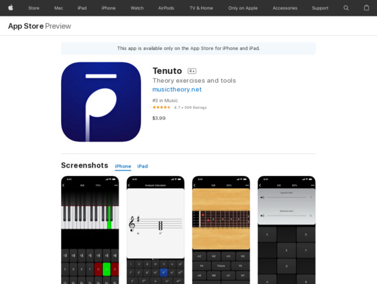 Screenshot of apps.apple.com,Tenuto