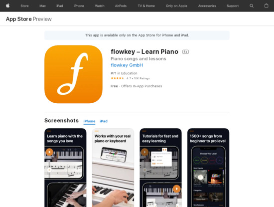 Screenshot of apps.apple.com,Flowkey
