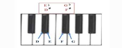 کلیدهای سیاه یا کلیدهای همدانگ (enharmonic keys)