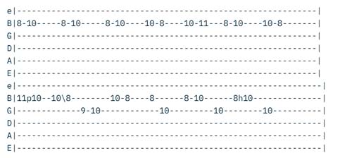 تبلچر تب اینترو (در تیونینگ استاندارد EADGBE):