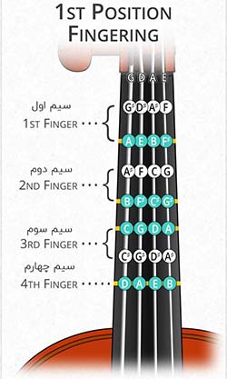آموزش ویولن موقعست اول first position انگشت گذاری