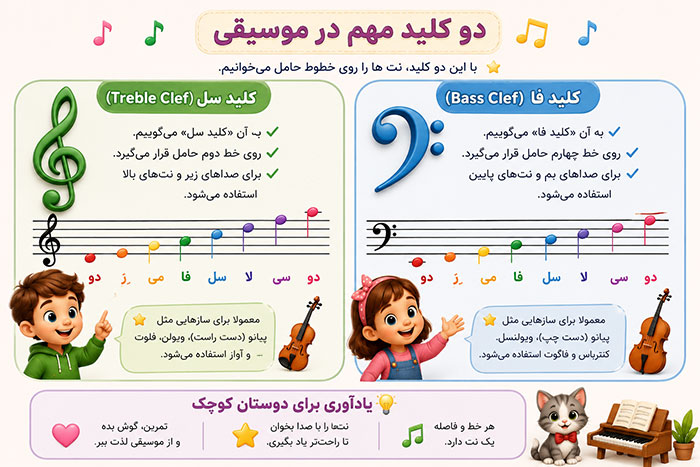 تئوری موسیقی کلید سل و فا در موسیقی